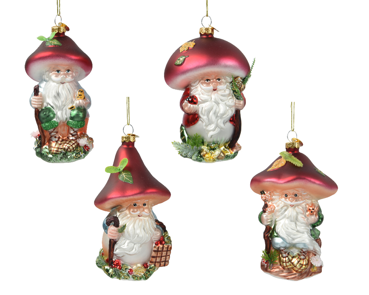 Santa glass mushroom 4ass