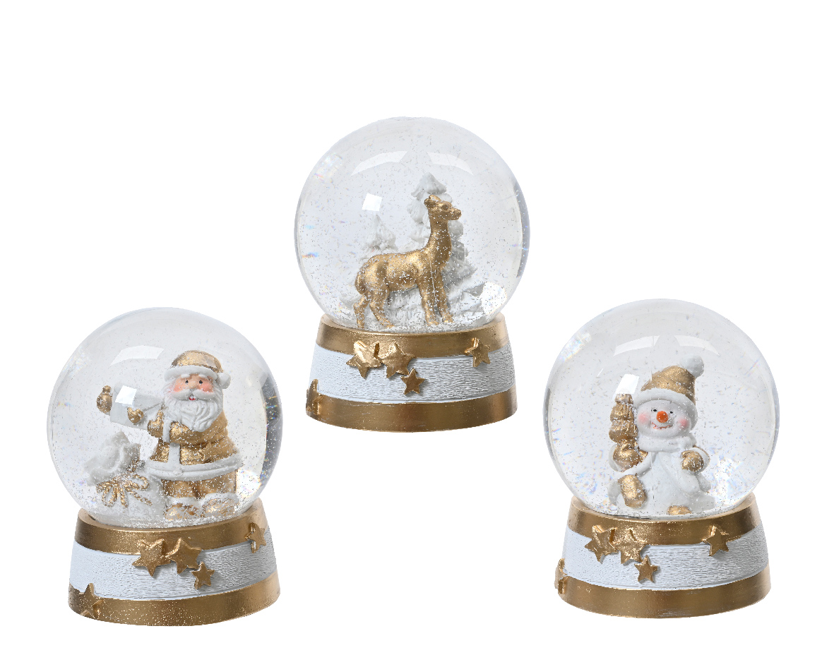 Snowglobe polyresin ball 3ass