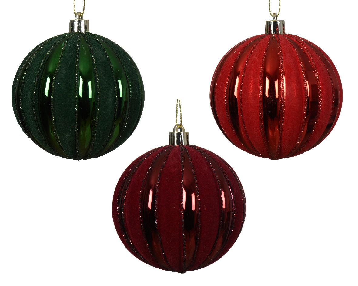 Baubles shatterproof flock gl 3col ass