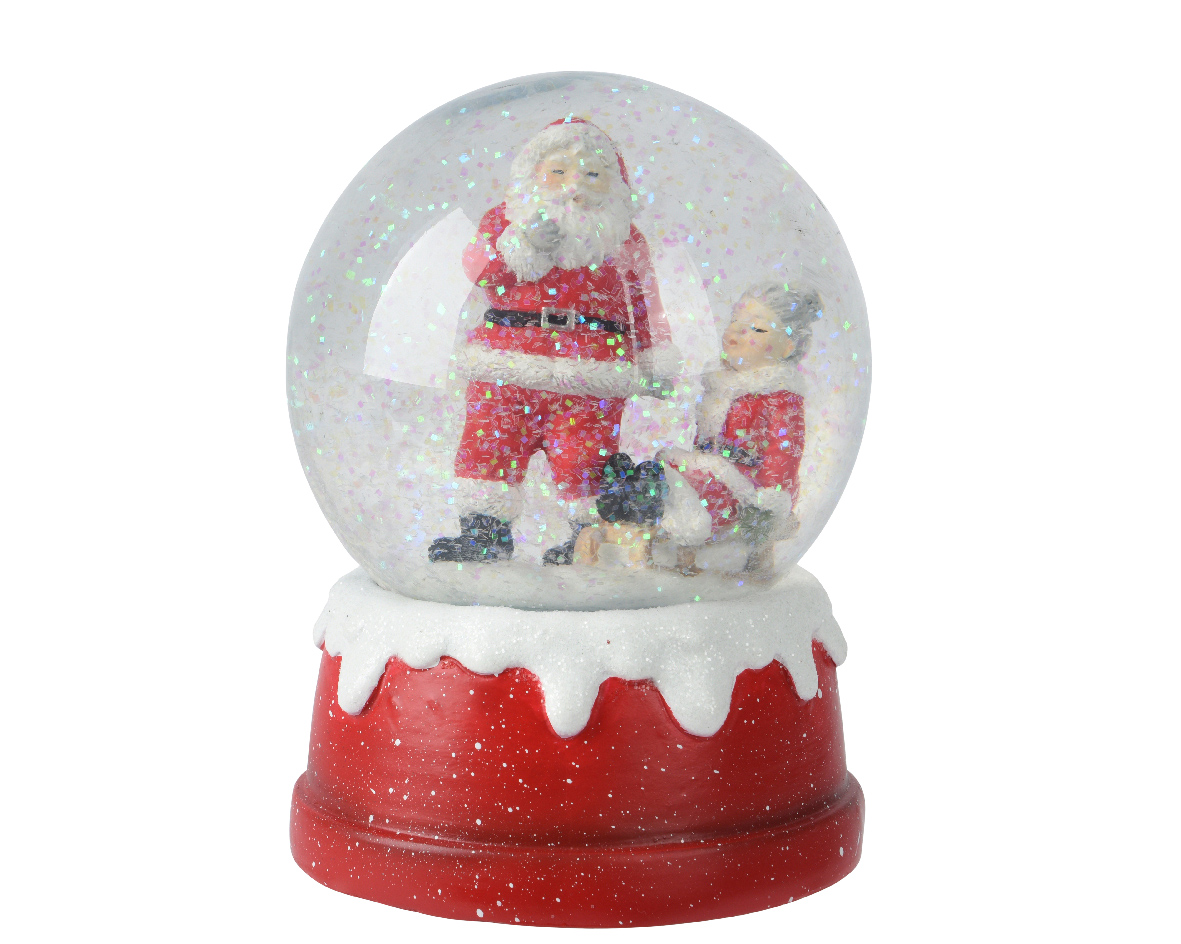 Waterball polyresin round mr. and mrs santa