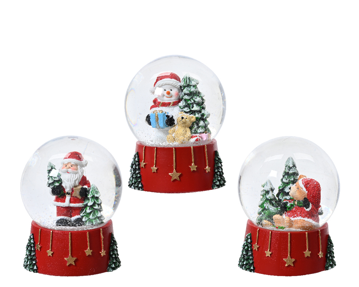 Snowglobe polyresin ball 3ass