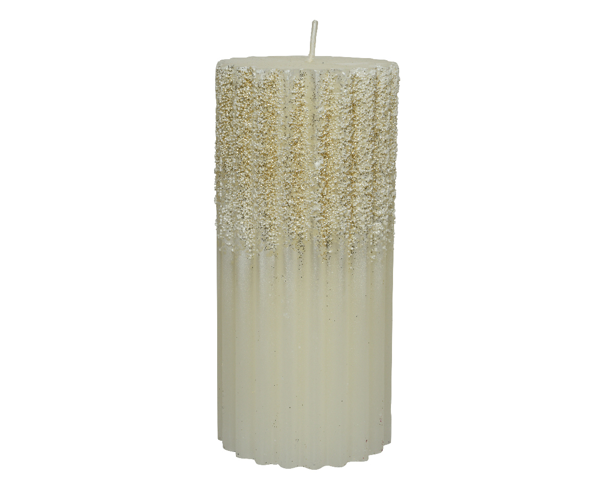 Candle wax rib pillar metallic lacker. granule. glitter