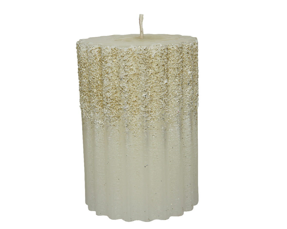 Candle wax rib pillar metallic lacker. granule. glitter