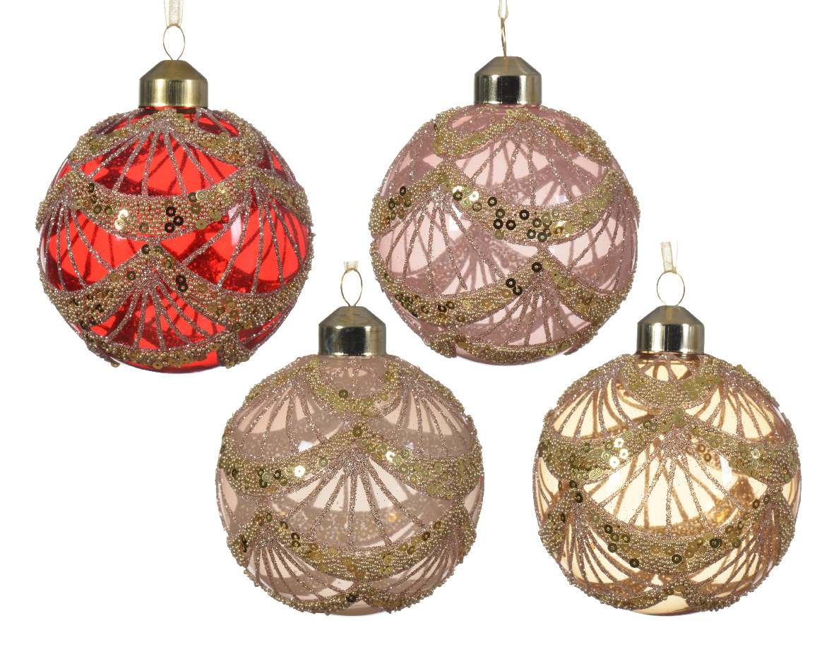 Bauble glass opaque color shiny -enamel w glitter. spangels. beads