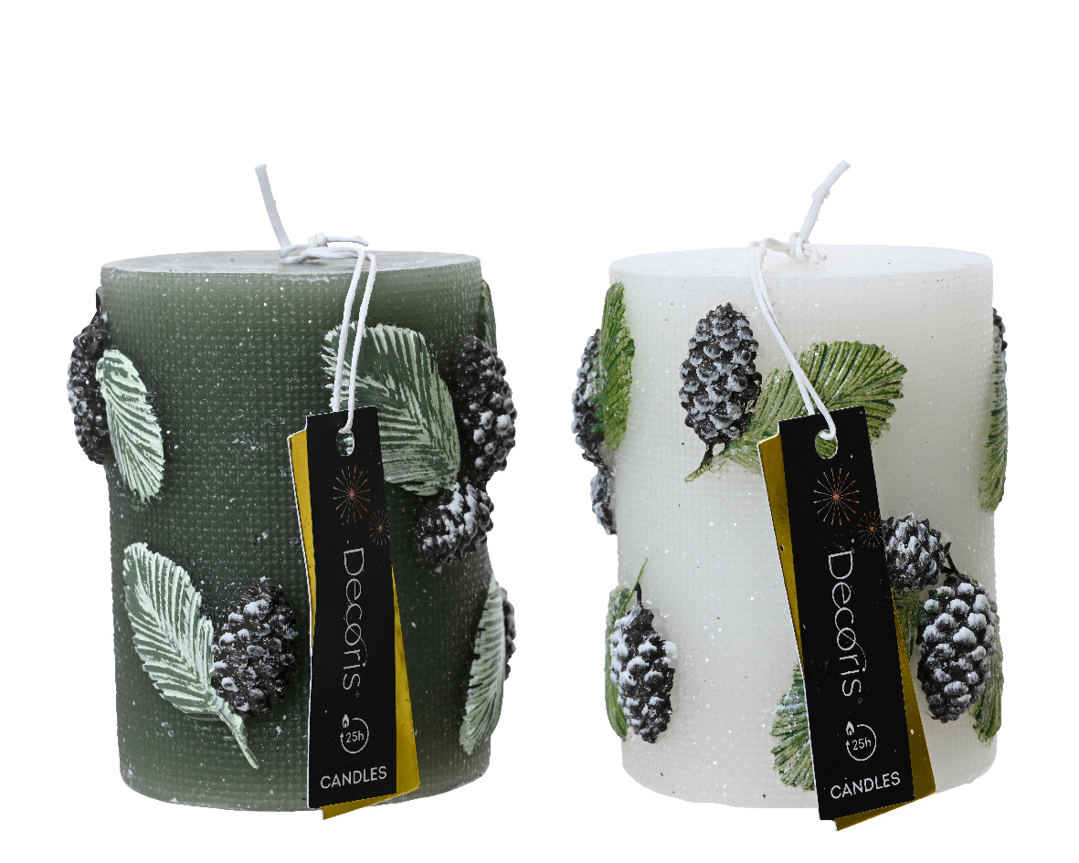 Pillar candle paraffin pillar snow leaf relief 2col ass