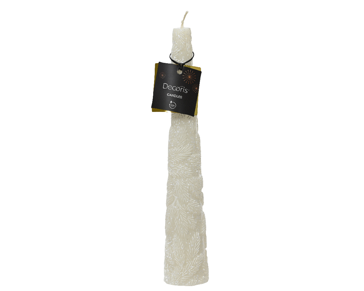 Candle paraffin cone snow leaf relief
