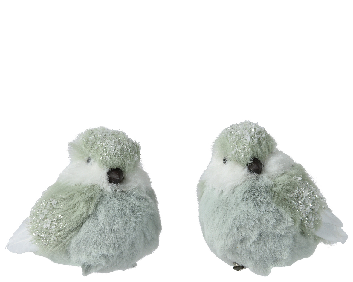 Bird artificial fur glitters on clip 2ass
