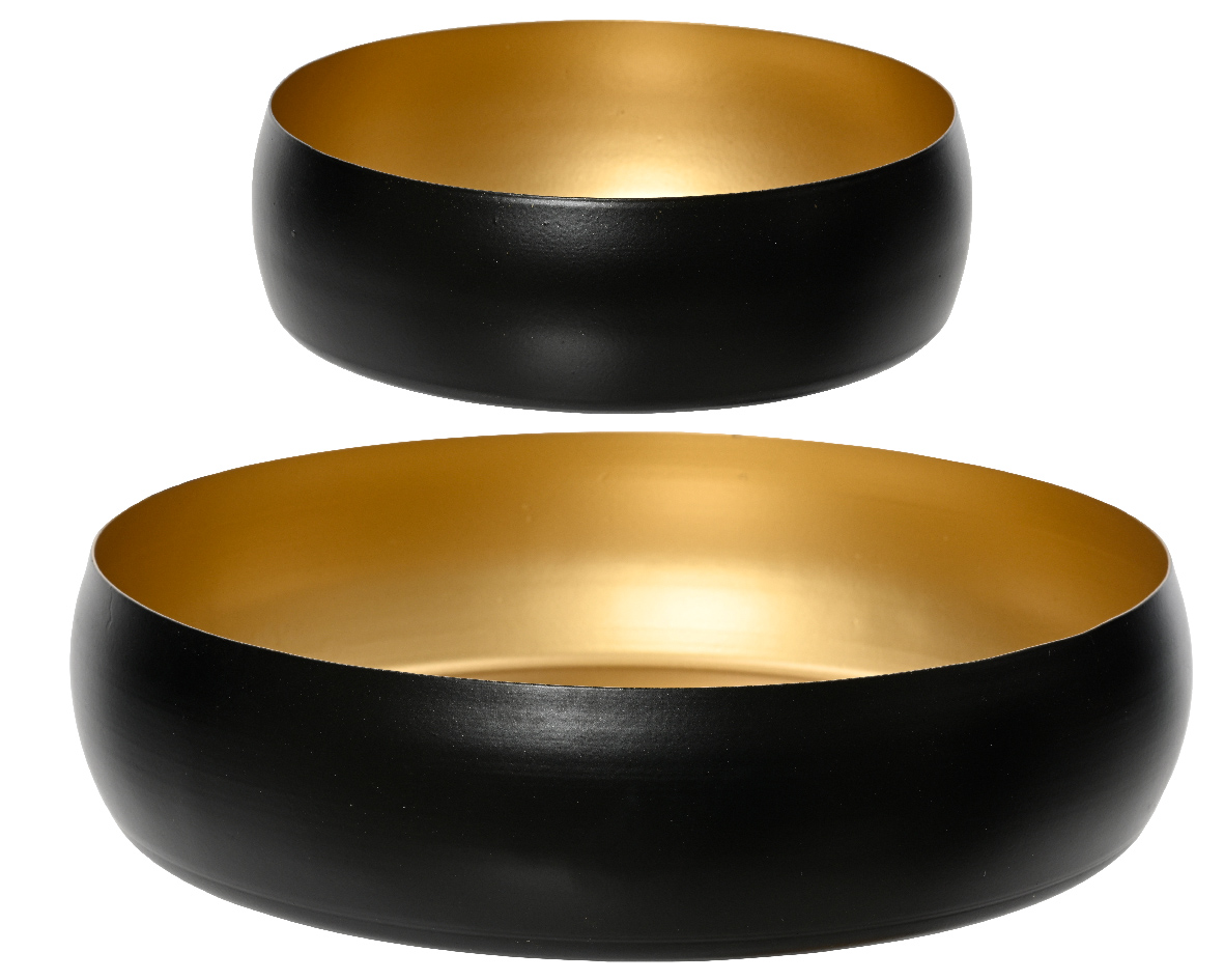 Tray iron round black/gold flat