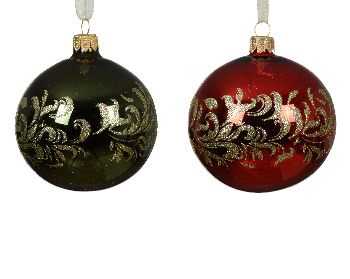 Baubles glass shiny curl border 2col ass / ΤΙΜΗ ΤΕΜΑΧΙΟΥ