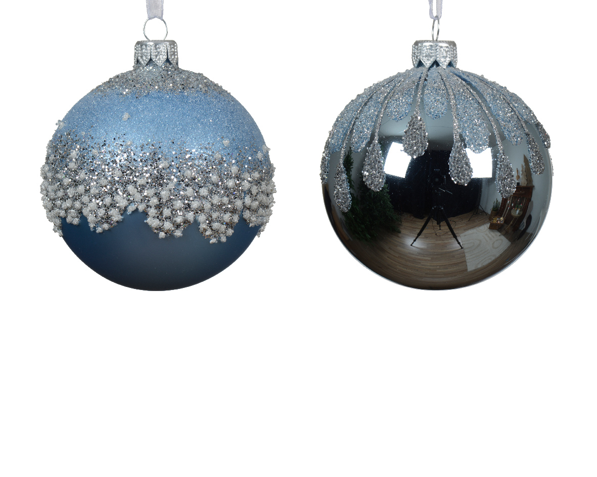 Bauble glass enamel matt sparkle top 2ass / ΤΙΜΗ ΤΕΜΑΧΙΟΥ