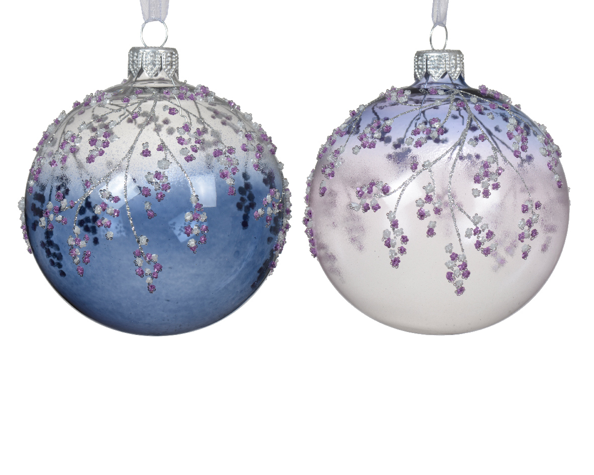 Bauble glass shiny magic branch 2col ass