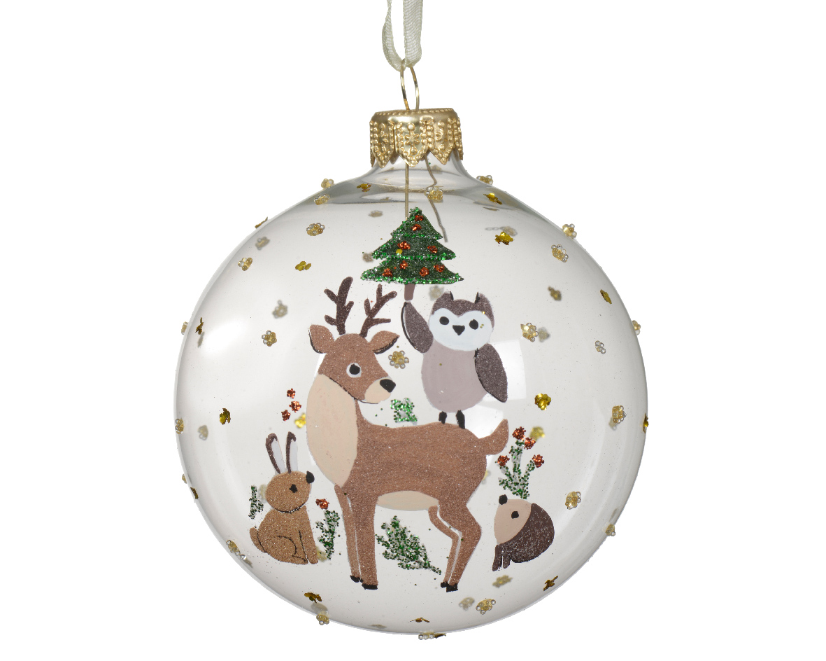 Bauble glass transparent animal tree