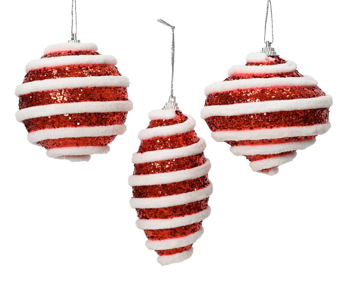 Bauble foam glitter 3ass
