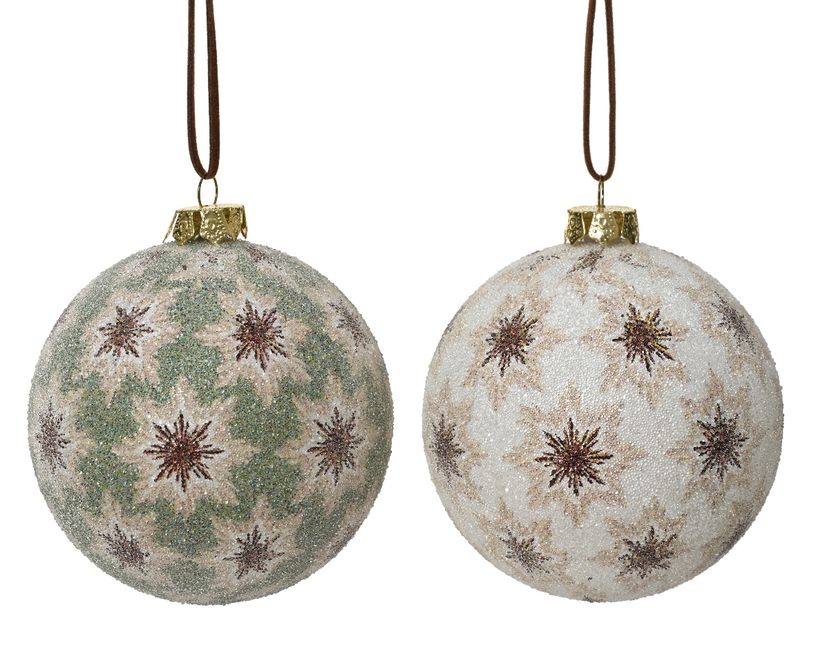 Bauble polyfoam sugar 2col ass