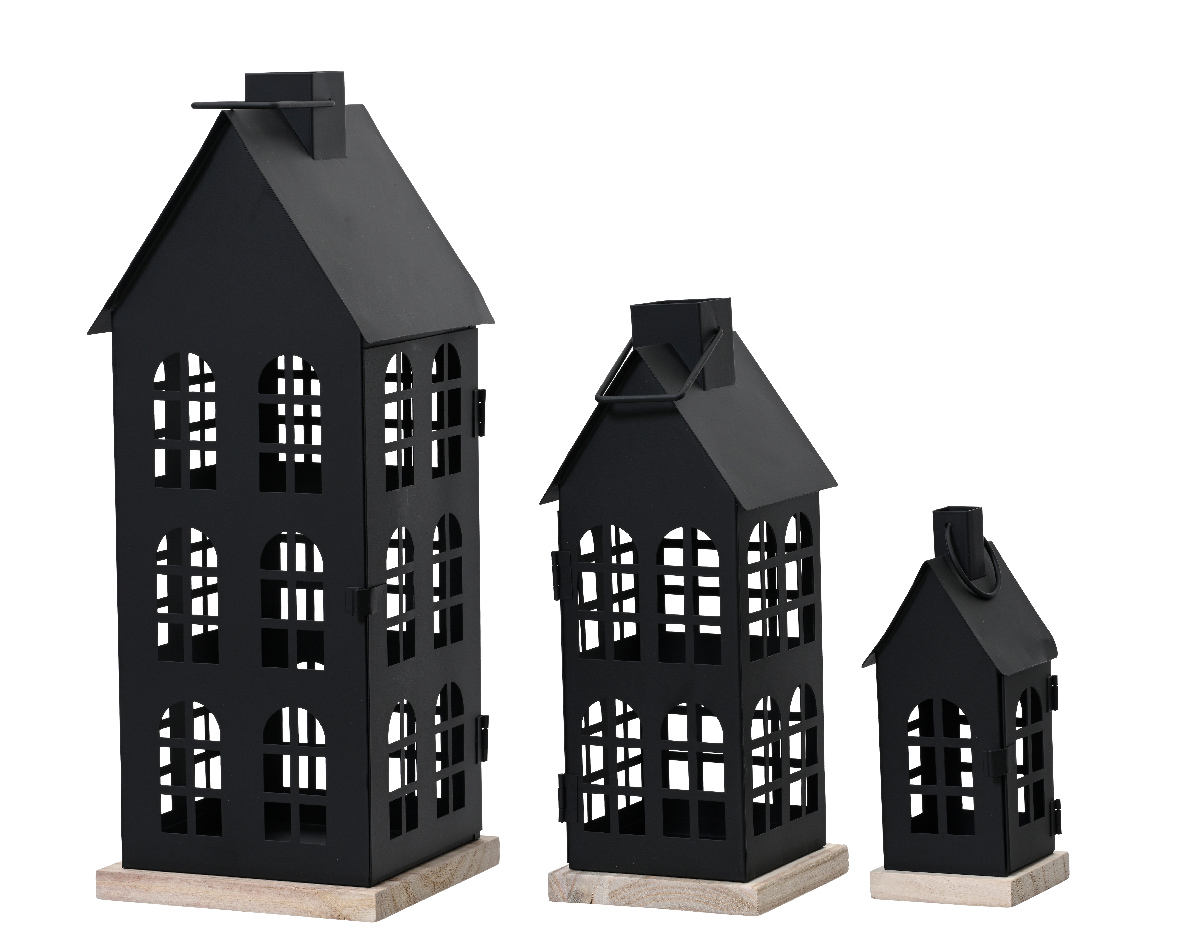 Lantern iron house powder coating with wooden bottom