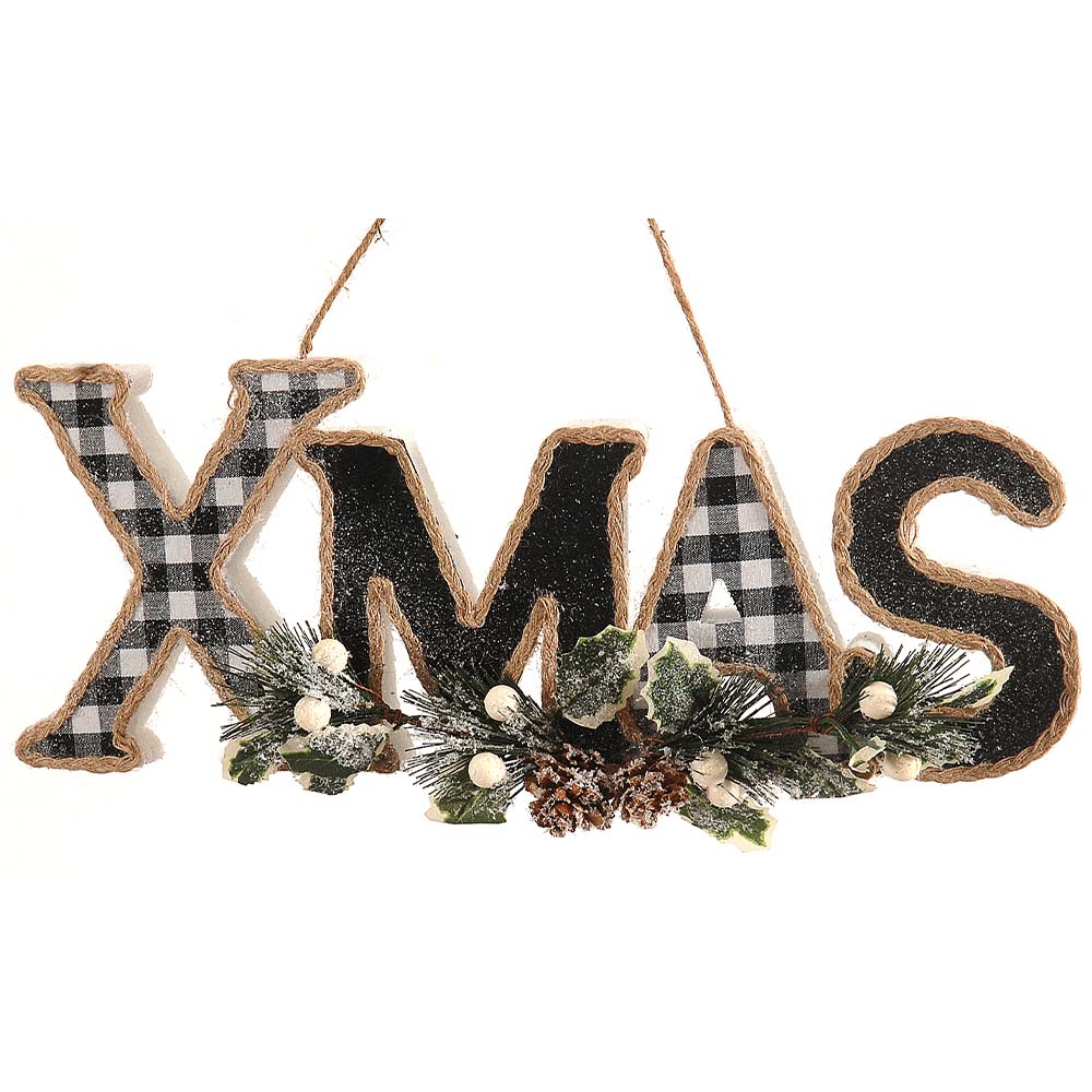 6/72-15CM B&W XMAS Sign w/berries