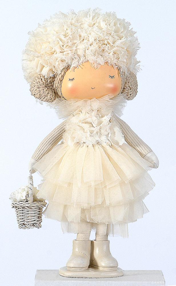 2/16-36,5cm Ivory girl deco w/flowers in a basket