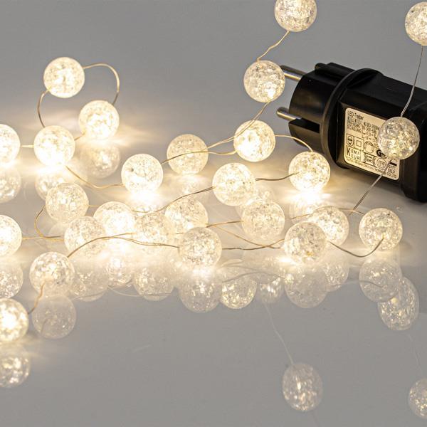ΣΕΙΡΑ, 100 MINI LED 2cm, 4.5V, ΜΕ ΑΚΡΥΛΙΚΕΣ ΜΠΑΛΙΤΣΕΣ 2cm, ΜΕ ΜΕΤΑΣΧΗΜΑΤΙΣΤΗ, ΠΡΟΕΚΤΑΣΗ ΠΑΡΟΧΗΣ 300cm, ΑΣΗΜΙ ΧΑΛΚΟΣ, DAY LIGHT L
