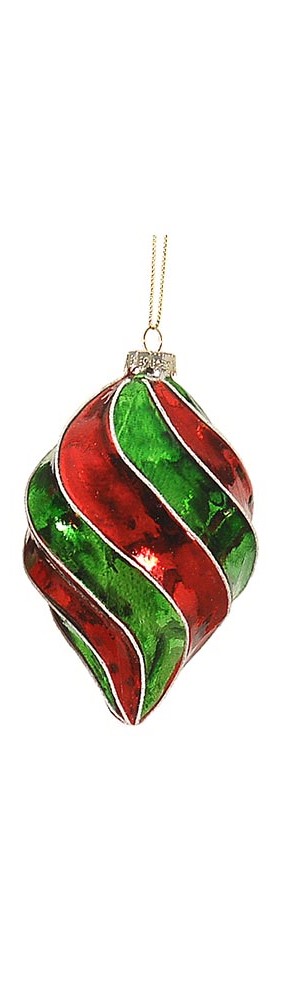 10cm Glass red/green orn ball/onion/double tip, 1ΤΜΧ-Design B