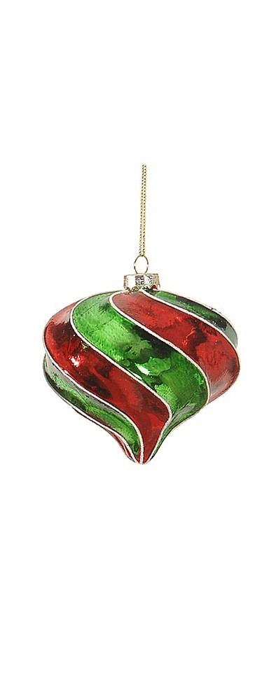 10cm Glass red/green orn ball/onion/double tip, 1ΤΜΧ-Design C