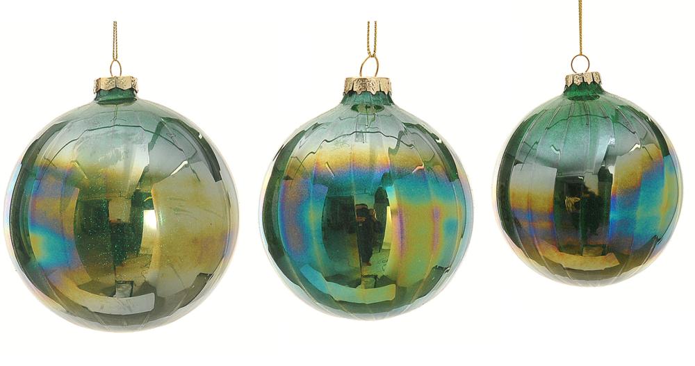 12/120 10cm Glass dark green shine ball