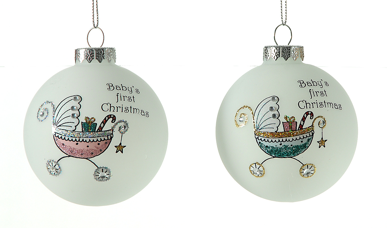 12/48-2Asst 8cm Baby's Stroller glass balls