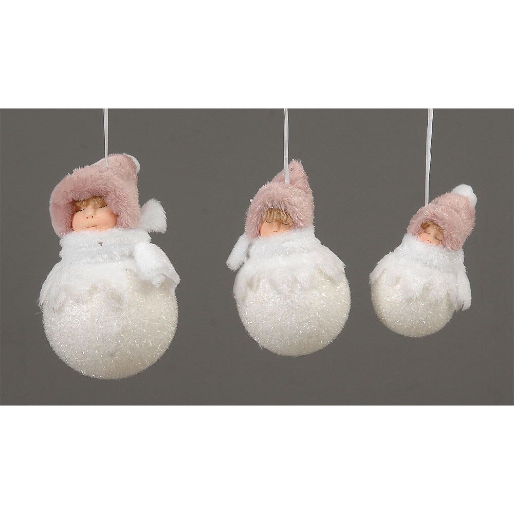 6/144-19cm kid w/pink hat hanging orn