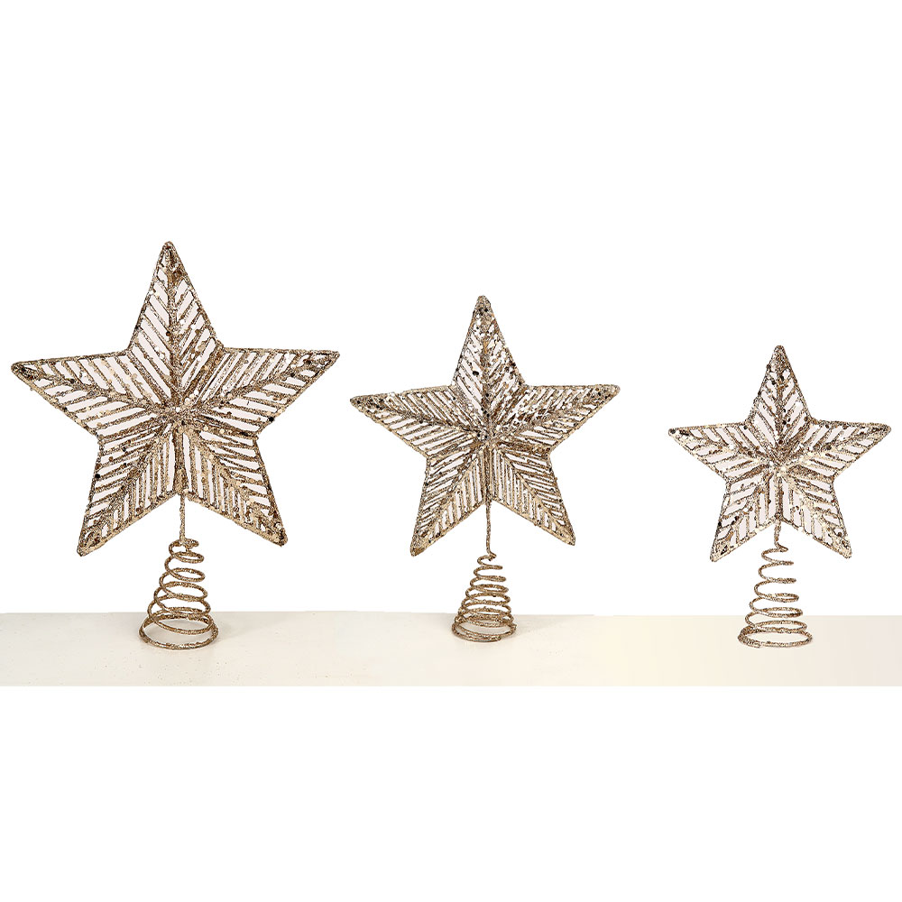 12/72-30cm champagne gold star tree top