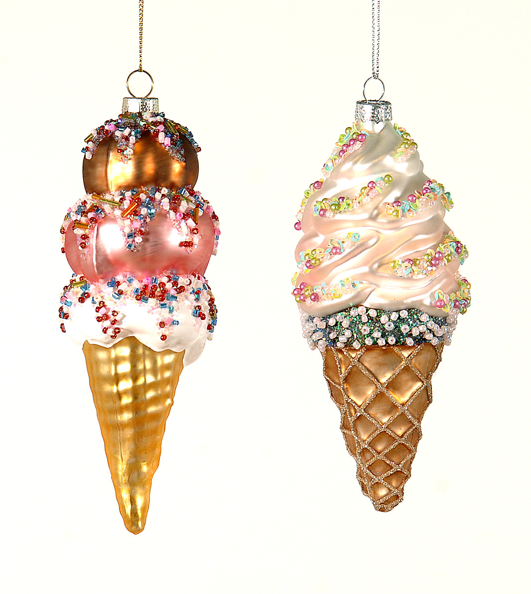 12/48-2Asst 15cm Glass ice cream orn