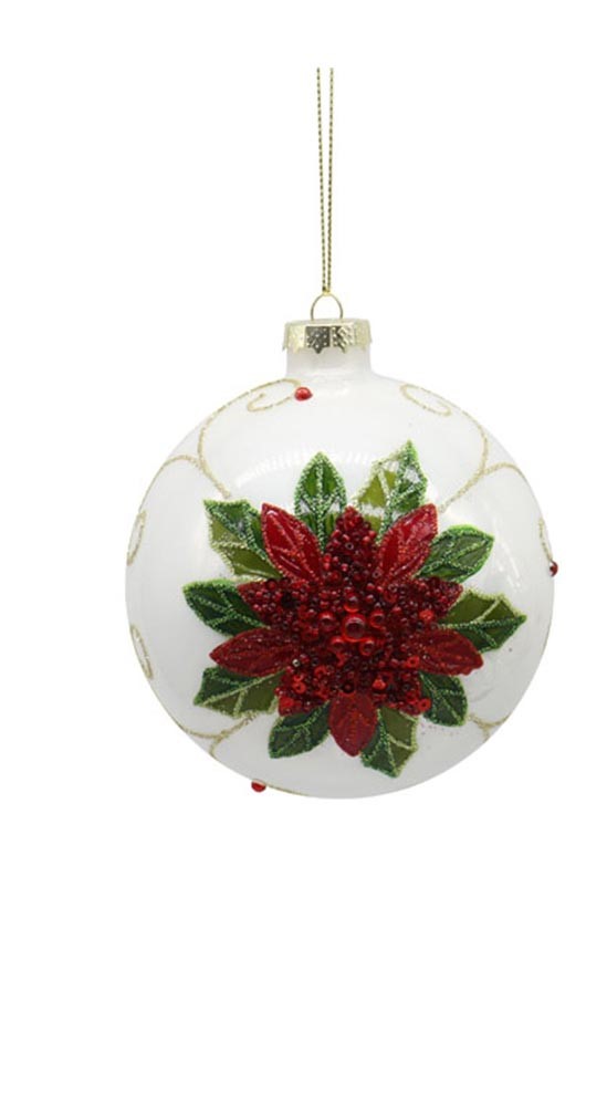 10cm glass ball &ornament w/flower, 1ΤΜΧ-Design A