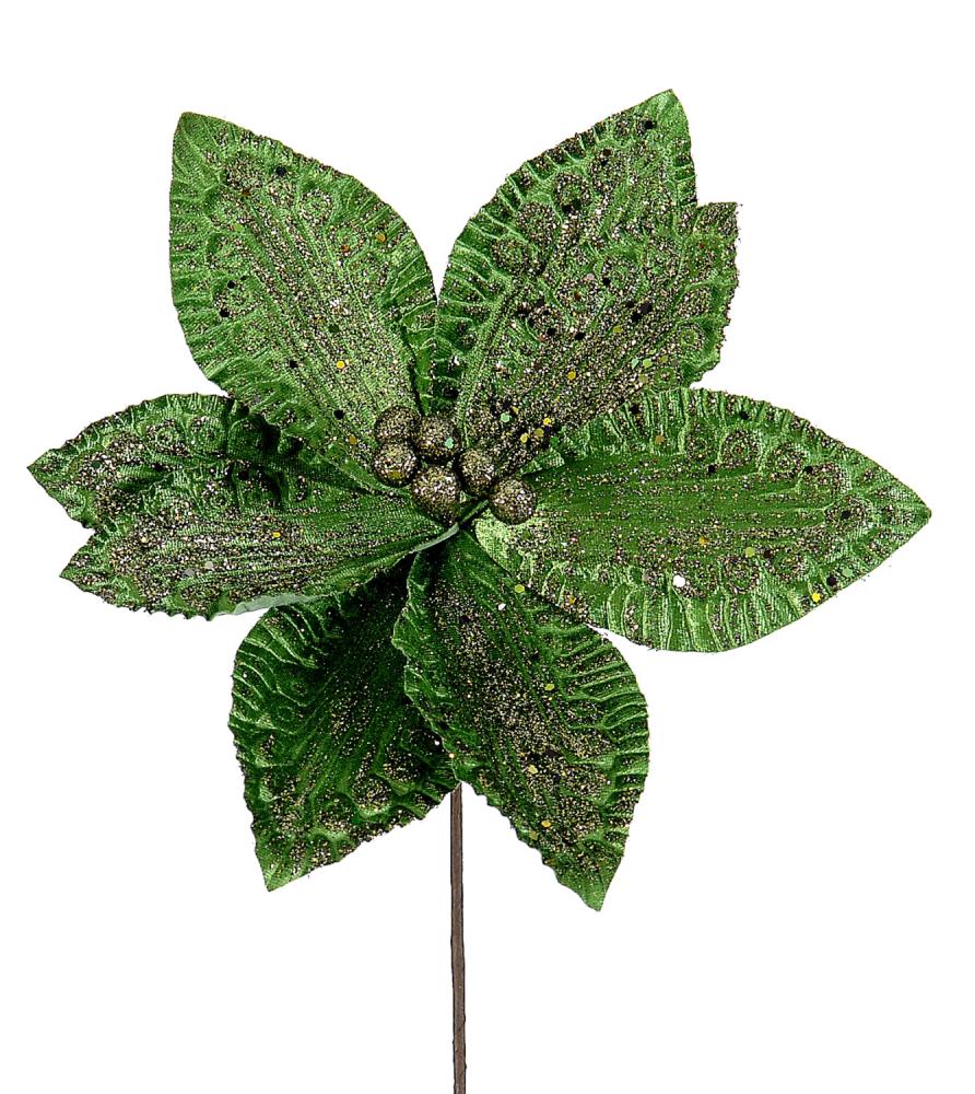 24/384-Green glittered flower