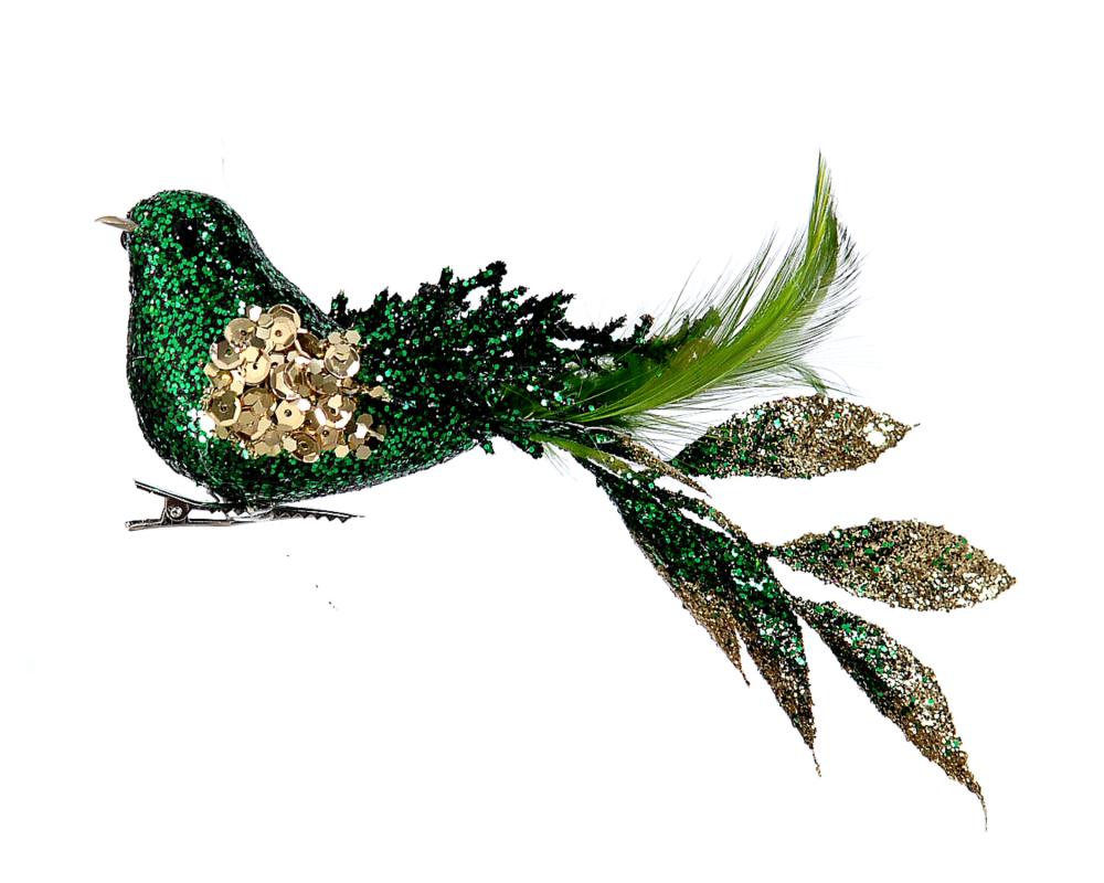 12/240-21cm Green/gold bird