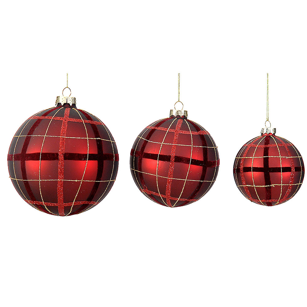 12/48-10cm Glass mat dark red ball w/black-gold stripes