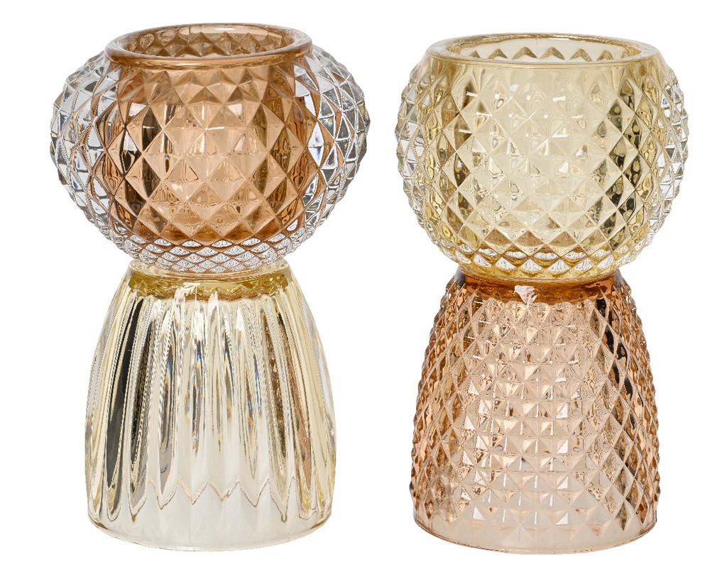 Tealightholder glass transparent spray color 2ass