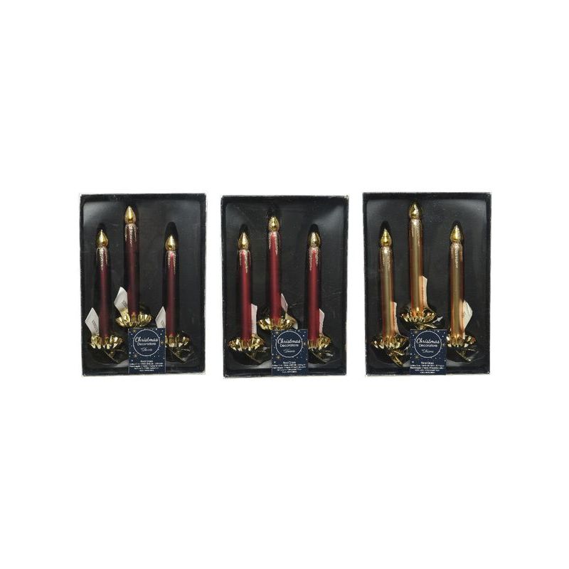 Candle on clip glass champagne glitter on top ΣΕΤ, 3ΤΜΧ-Κόκκινο