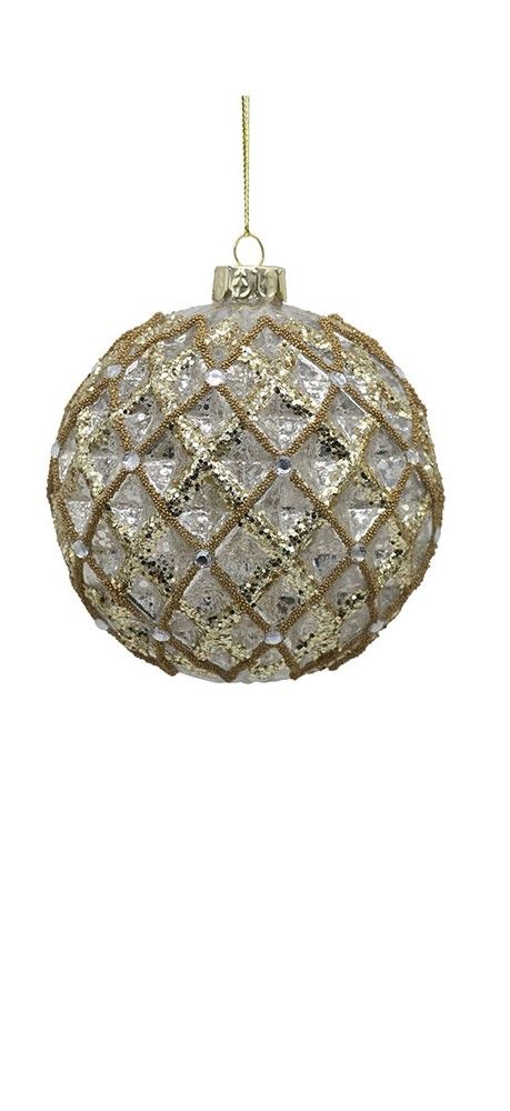 10cm Glass gold/silver ball, 1ΤΜΧ-Design A