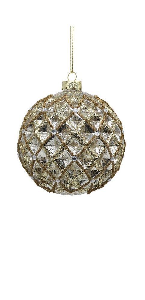 10cm Glass gold/silver ball, 1ΤΜΧ-Design B