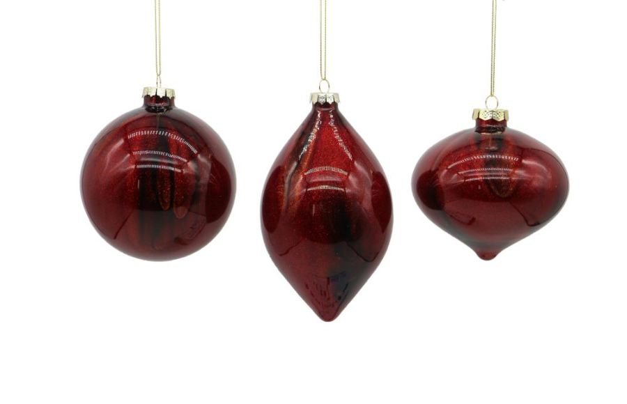 10cm Glass red ball/drop/onion orn, 1ΤΜΧ