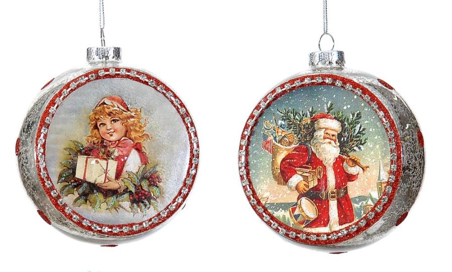 14cm Glass ornament Santa/girl, 1ΤΜΧ
