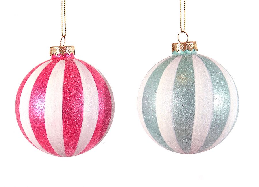 12/72-2Asst Glass pink/blue ball w/stripes