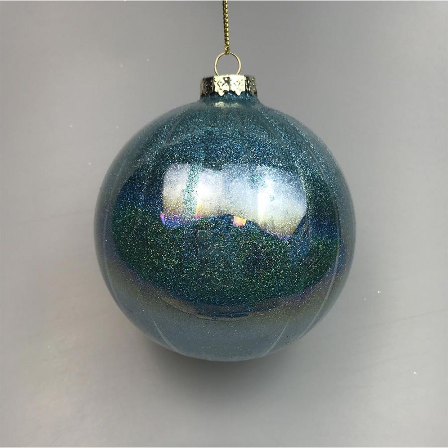 12/48-10cm Glass shiny blue ball