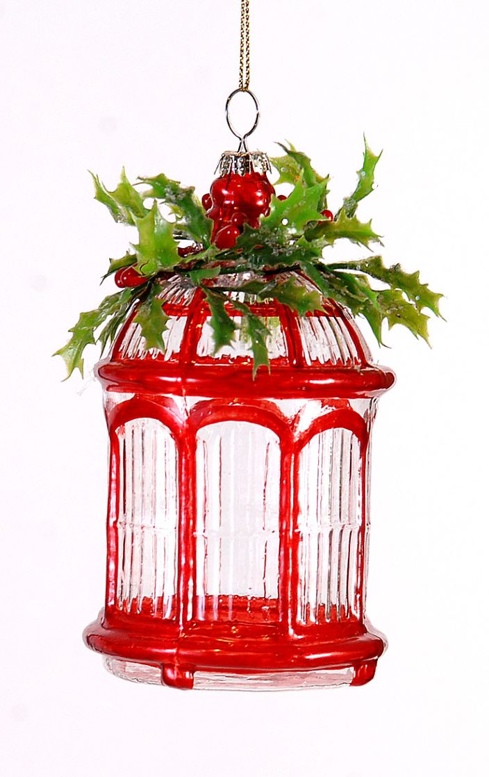 6/36-13cm Glass red lantern hanging orn