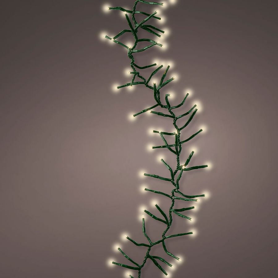 Χριστουγεννιάτικα φωτάκια, LED "φοίνικας", πράσινο καλώδιο, λευκό θερμό λαμπάκι, 6m