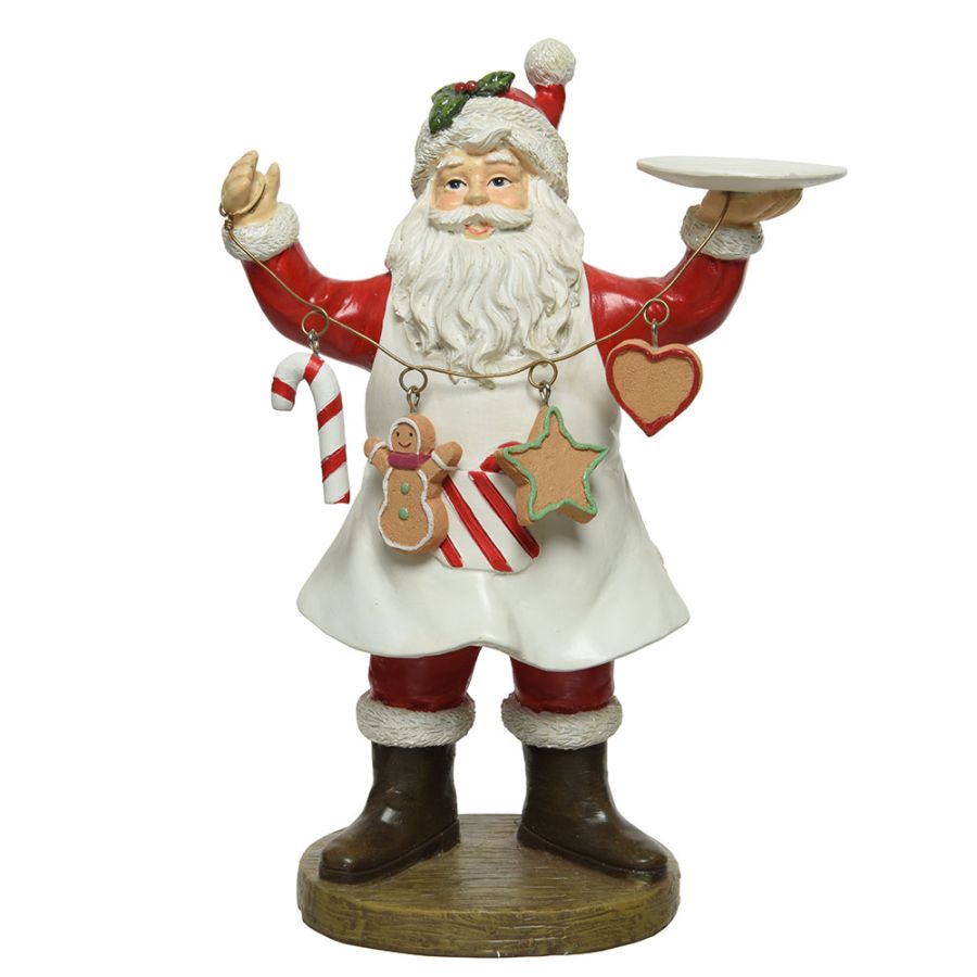 Χριστουγεννιάτικο διακοσμητικό, Αγ. Βασίλης με κουλουράκια, κόκκινο/άσπρο, 23cm