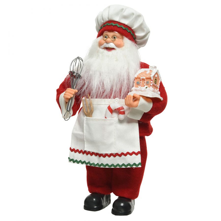 Χριστουγεννιάτικο διακοσμητικό, Αγ. Βασίλης μάγειρας, κόκκινο/λευκό, 30cm