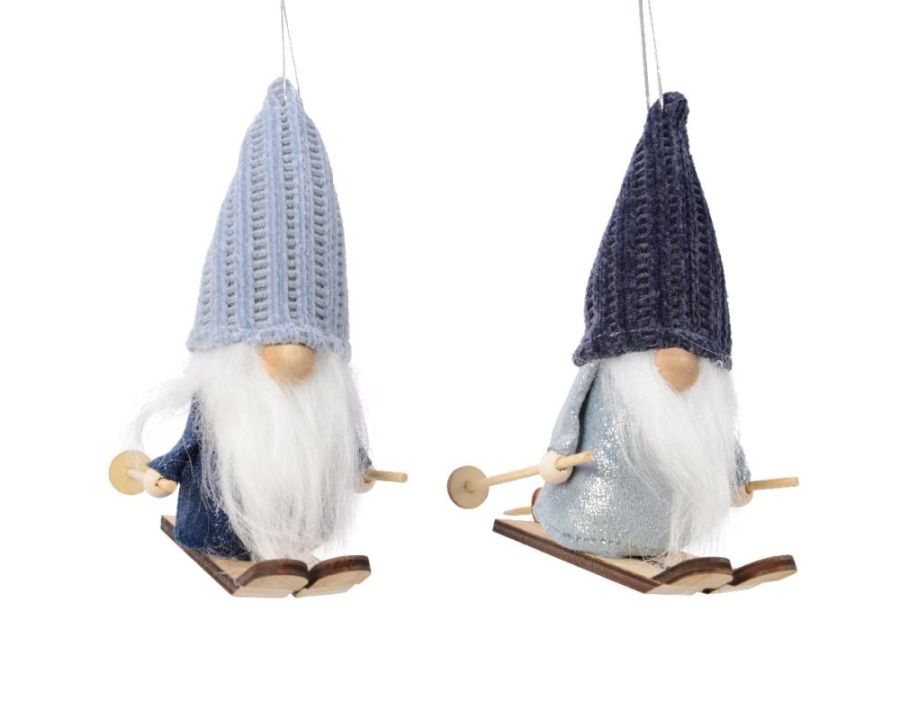 Gnome polyester with knitted hat on plywood skies 1ΤΜΧ