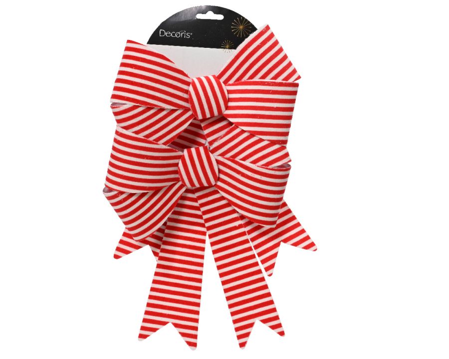 Bow polyester red and white stripes