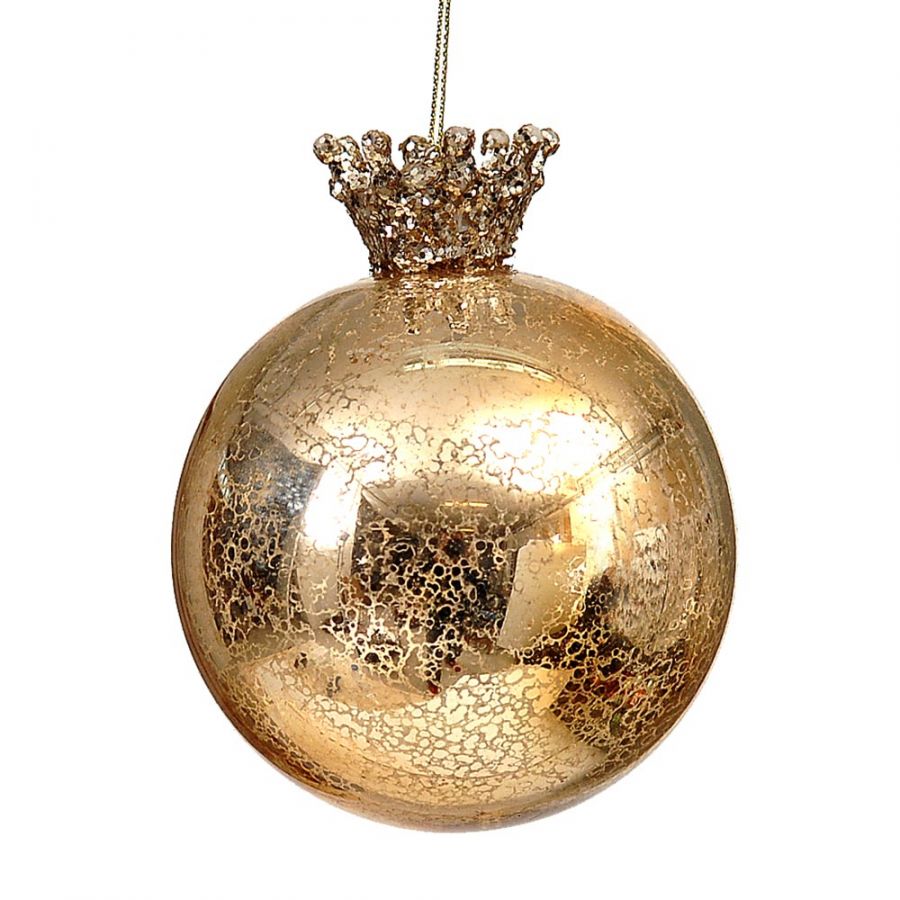 12/48-10cm glass gold ball w/crown