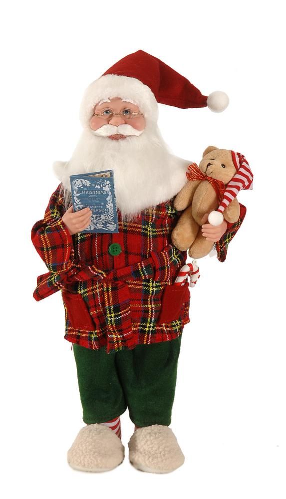 2/6 - 45CM Standing Santa Claus wth  book & teddy