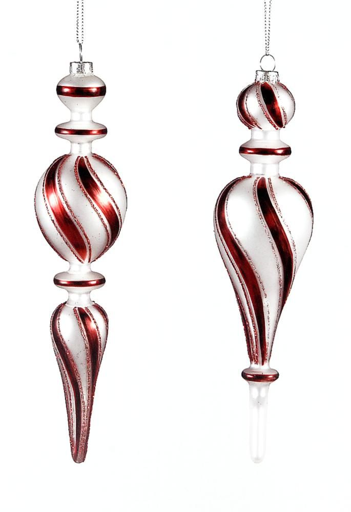 20cm red/white striped glass icicle ornaments, 1ΤΜΧ